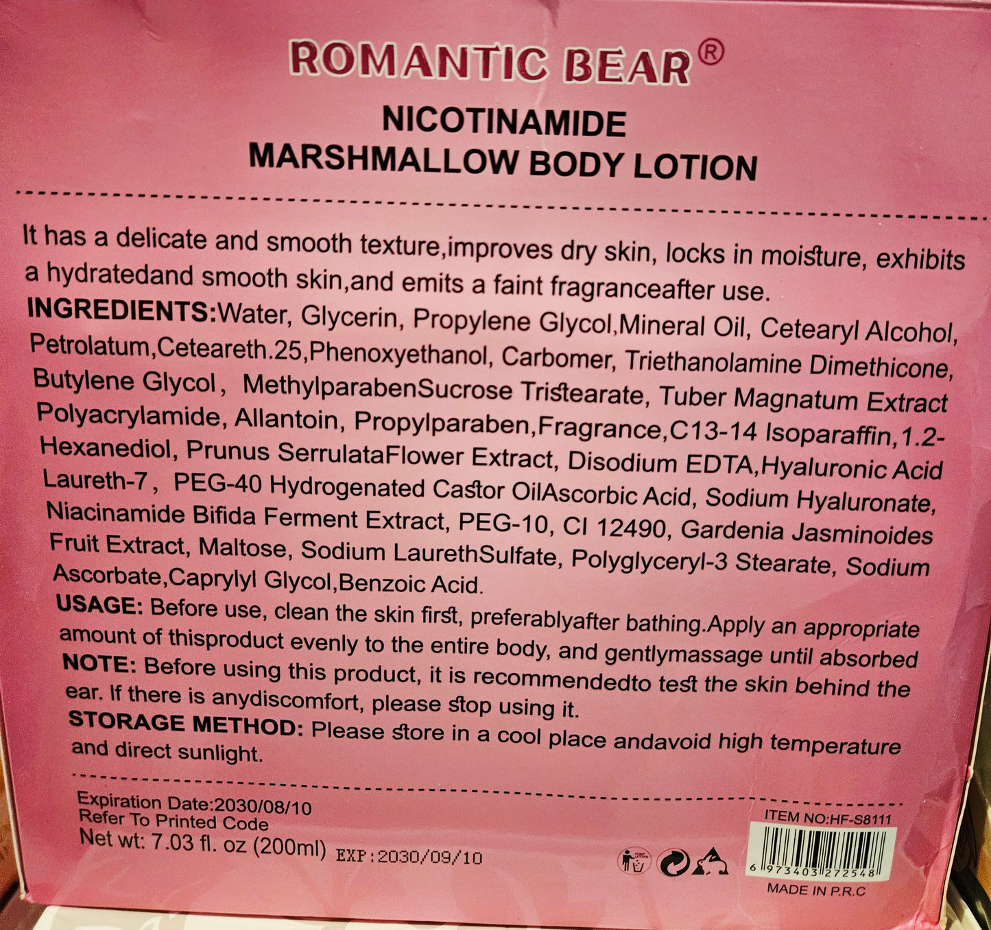 Romantic Bear Nicotinamide Marshmallow Body Lotion
