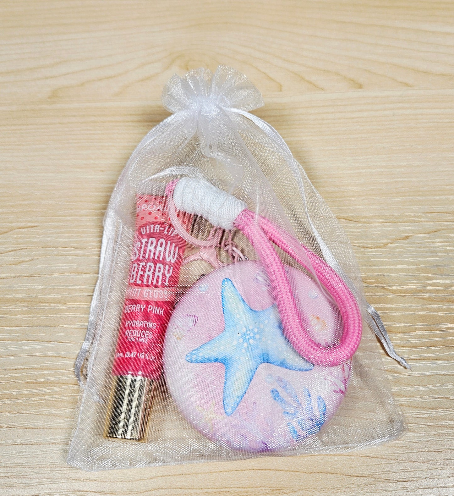 Seascape Dual Compact Mirror Keychain Lippy Set