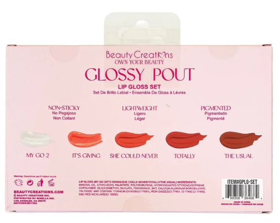 Beauty Creations Glossy Pout Lip Gloss Set