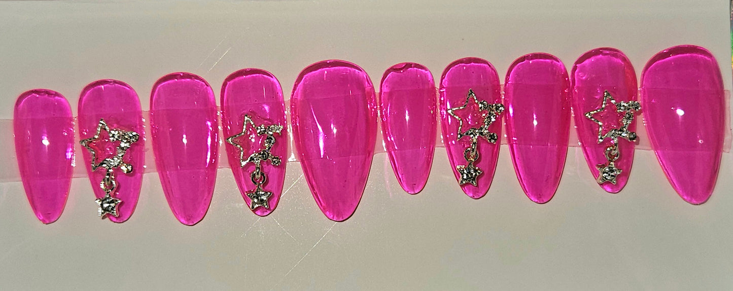 Pinky Stardust Nail Design