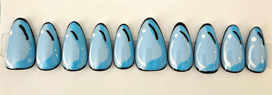 Blue Comic 3D Nail Design