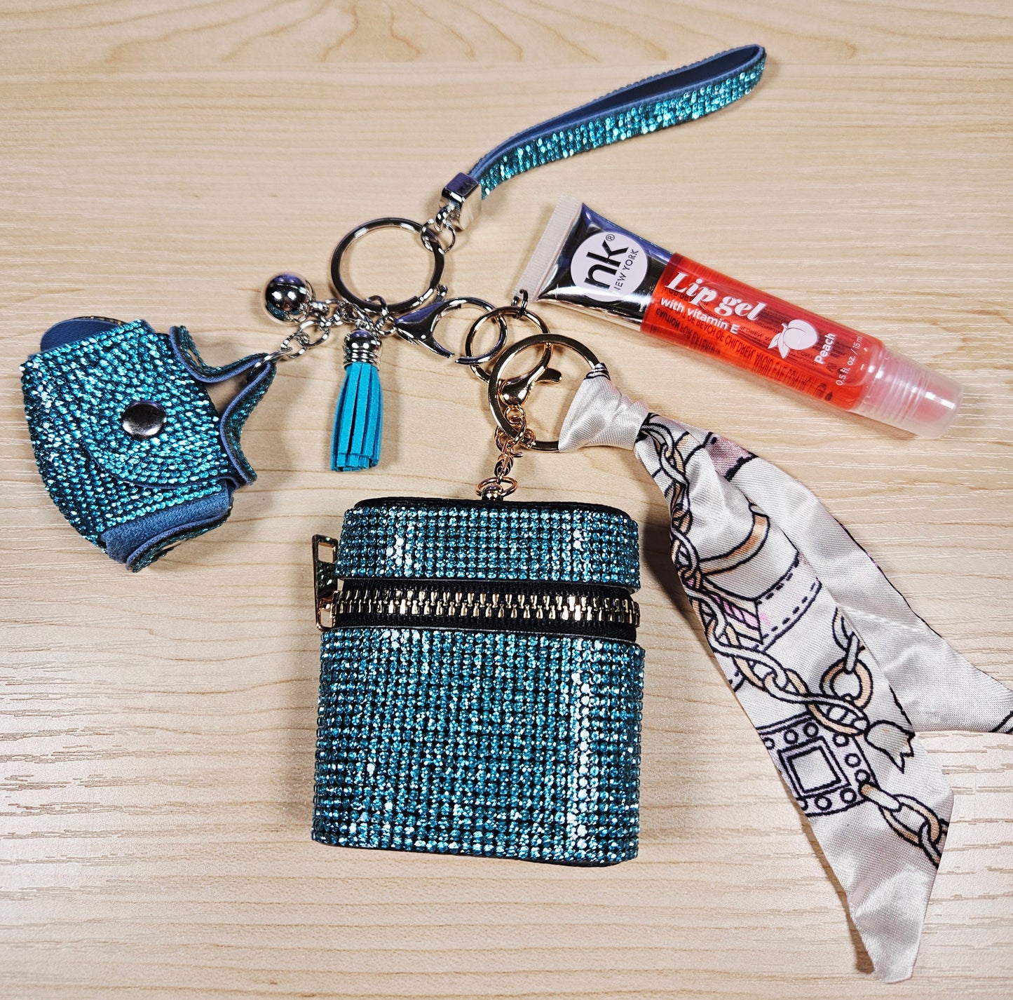 Bling Queen Wristlet Mini Purse with Lip Gel Set