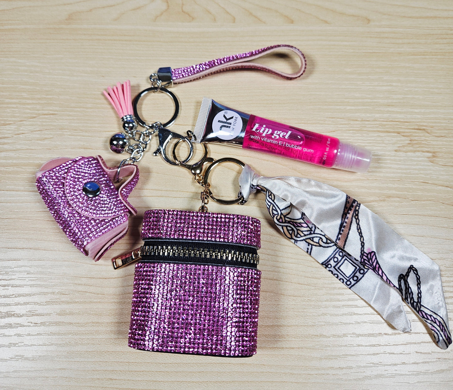 Bling Queen Wristlet Mini Purse with Lip Gel Set