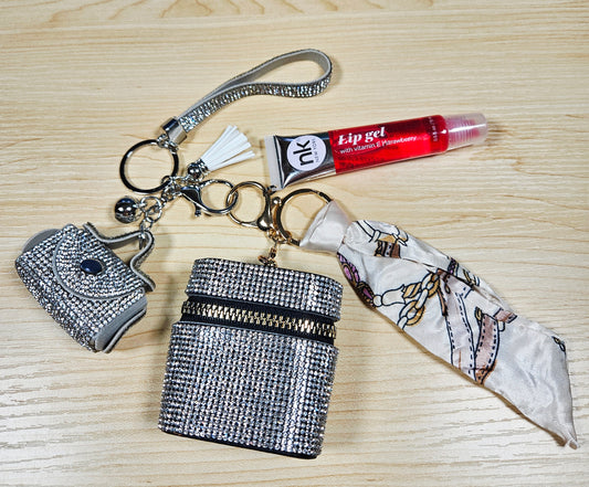 Bling Queen Wristlet Mini Purse with Lip Gel Set