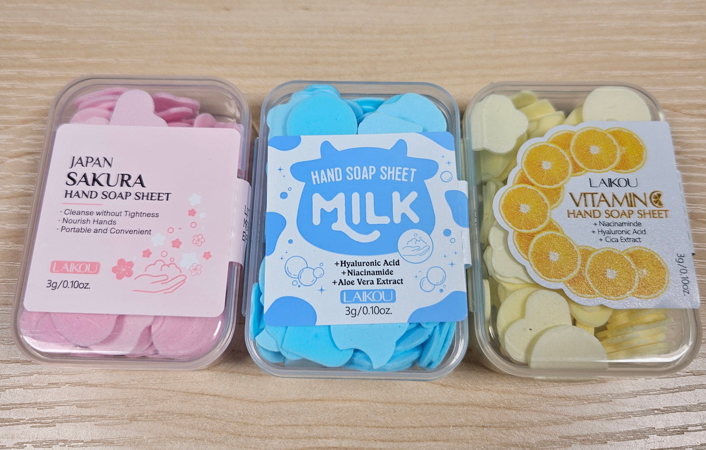 Laikou Sakura, Milk, and Vitamin C Hand Soap Petals Set