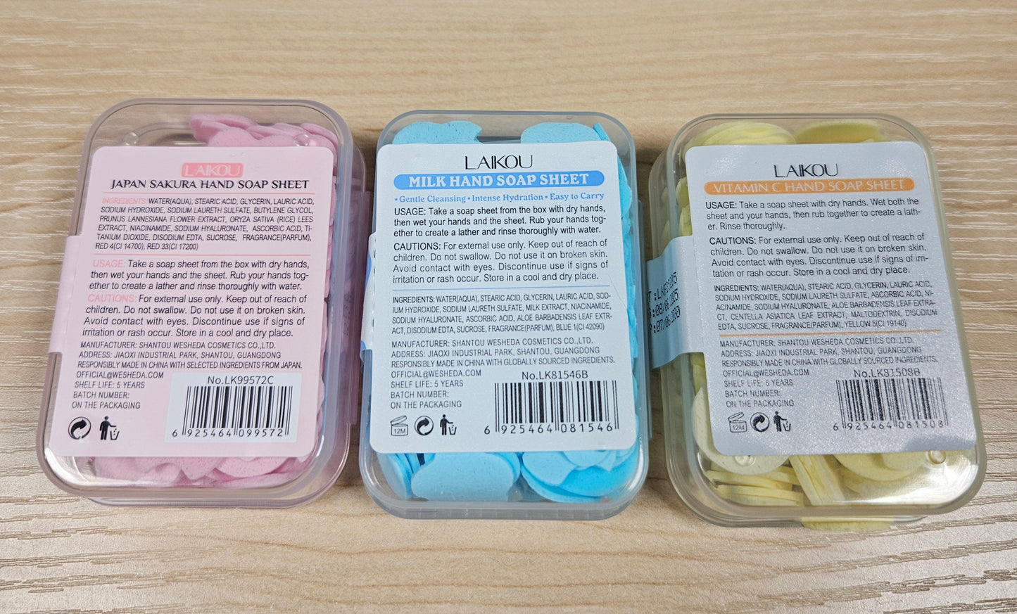 Laikou Sakura, Milk, and Vitamin C Hand Soap Petals Set