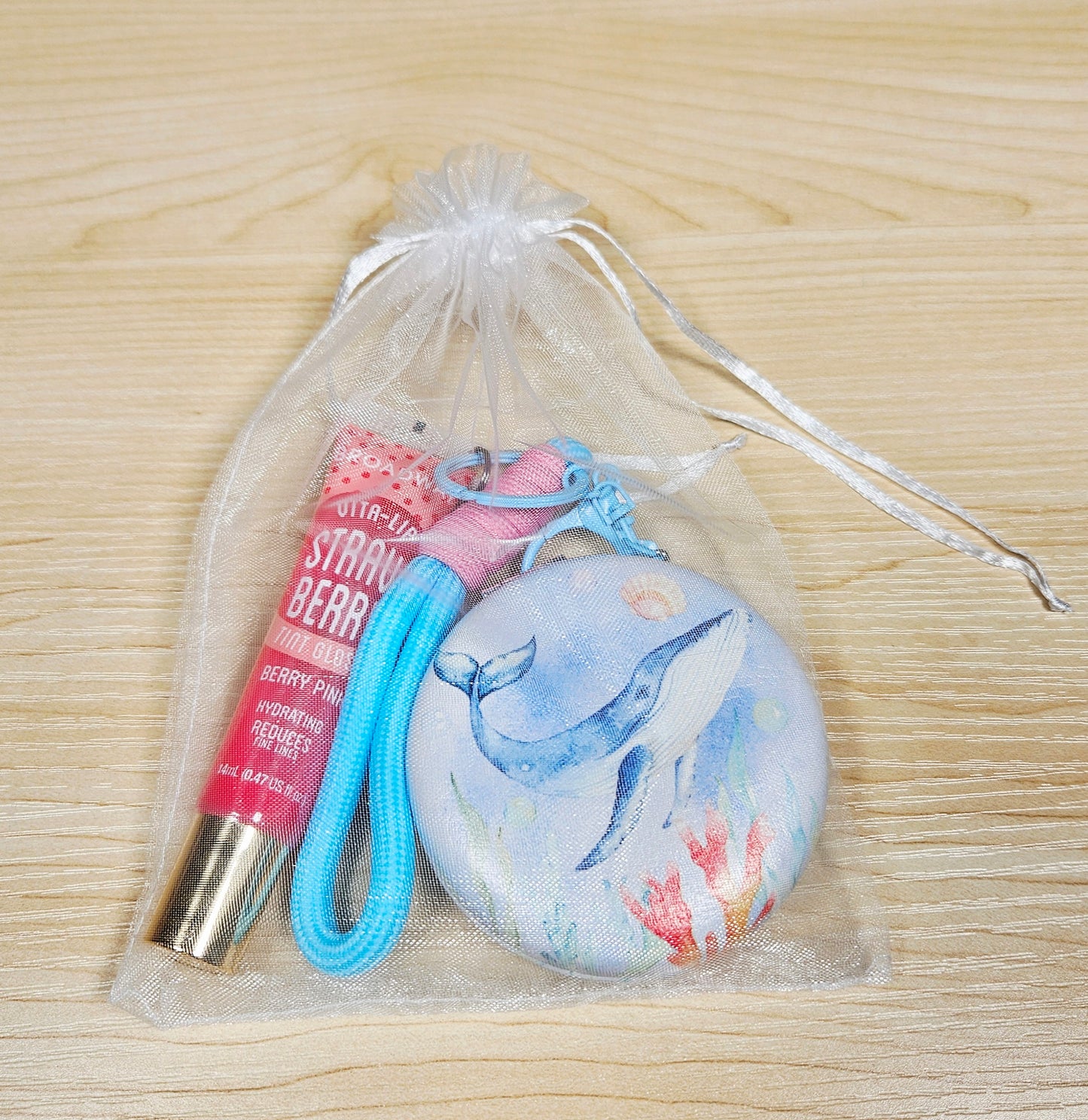Seascape Dual Compact Mirror Keychain Lippy Set