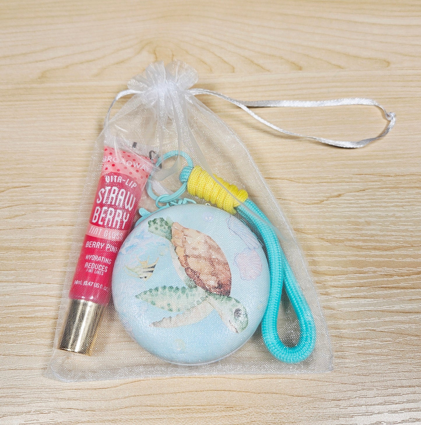 Seascape Dual Compact Mirror Keychain Lippy Set