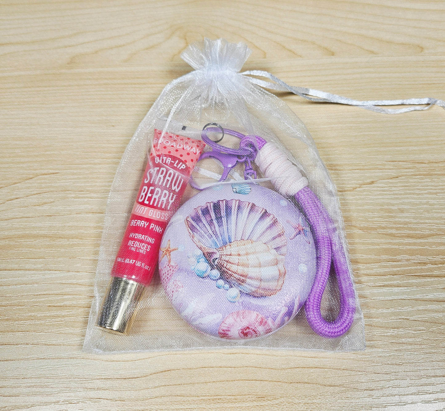 Seascape Dual Compact Mirror Keychain Lippy Set