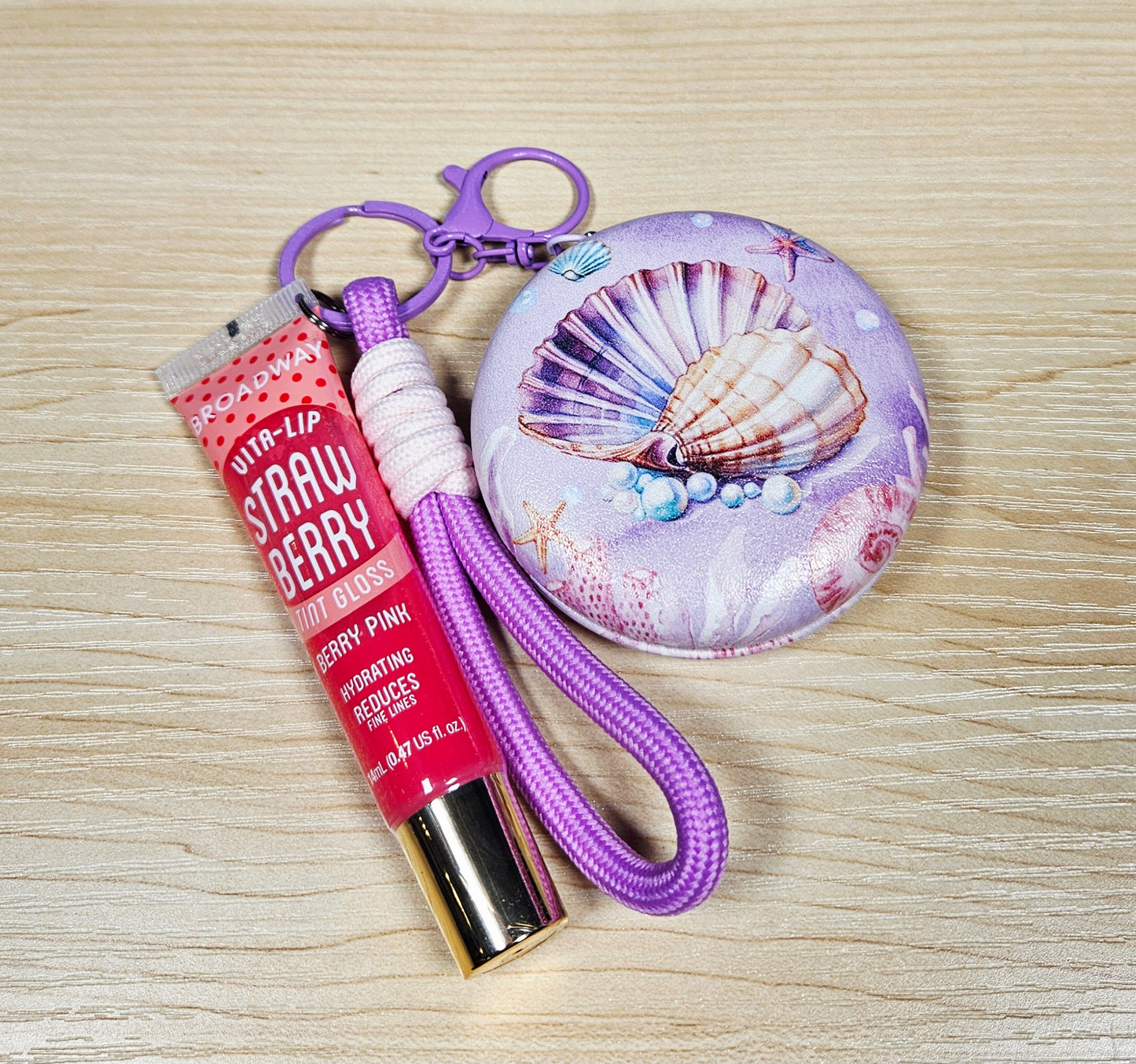 Seascape Dual Compact Mirror Keychain Lippy Set