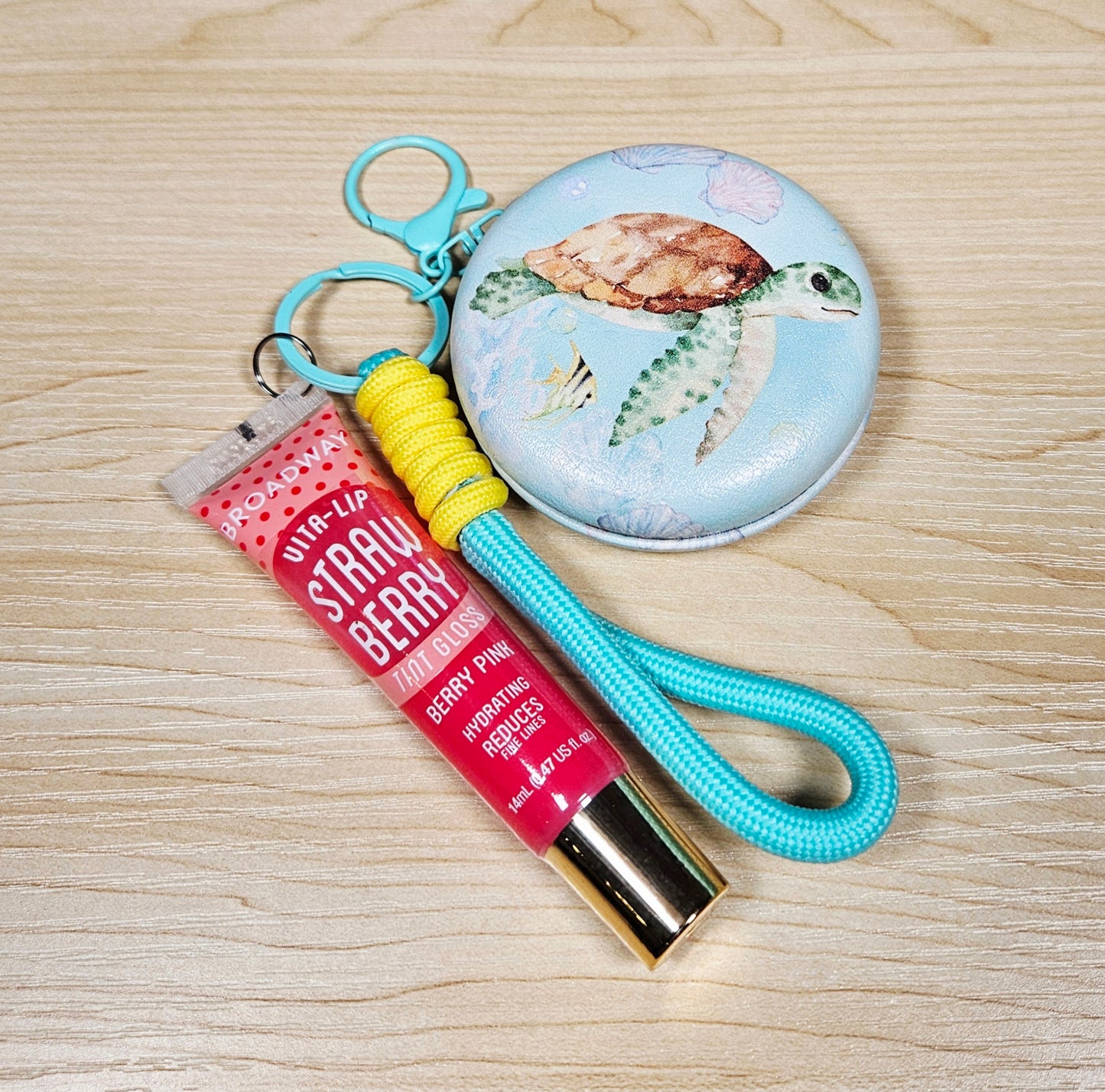 Seascape Dual Compact Mirror Keychain Lippy Set