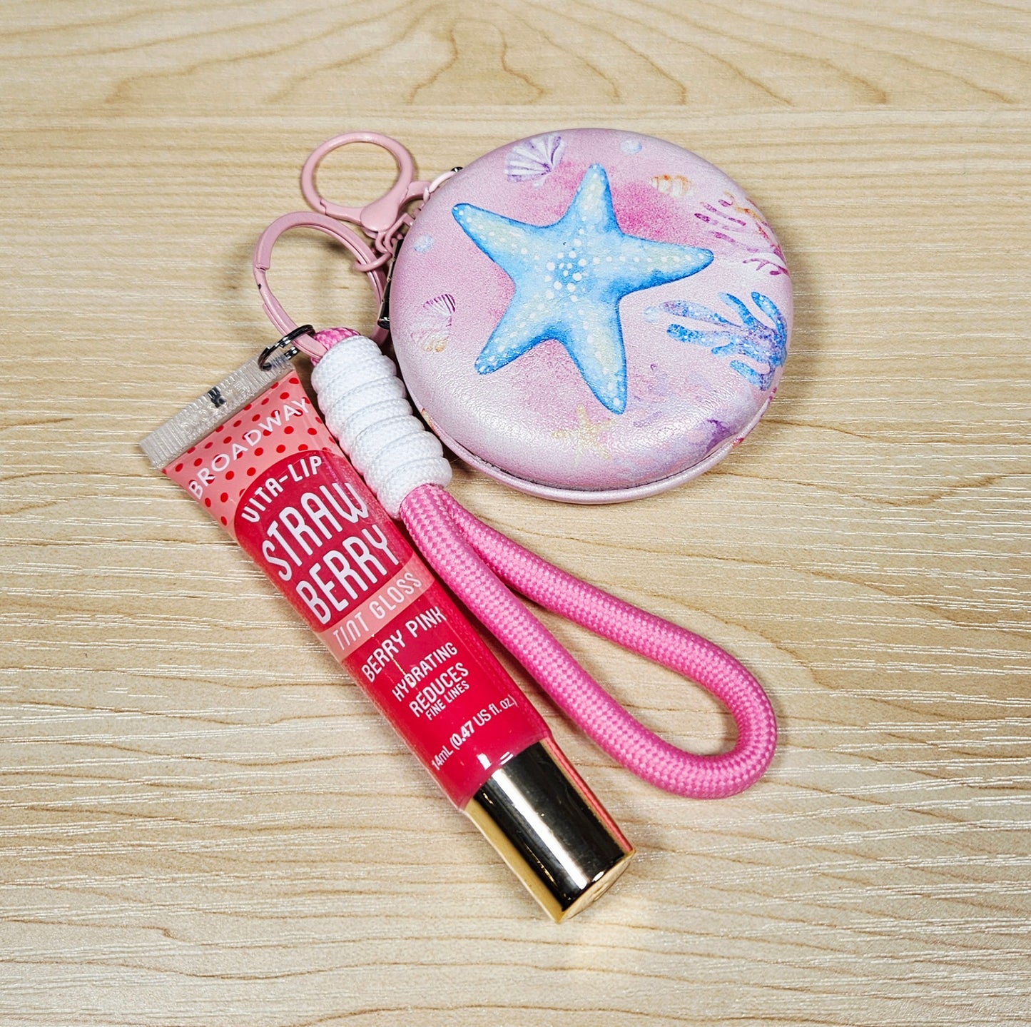Seascape Dual Compact Mirror Keychain Lippy Set