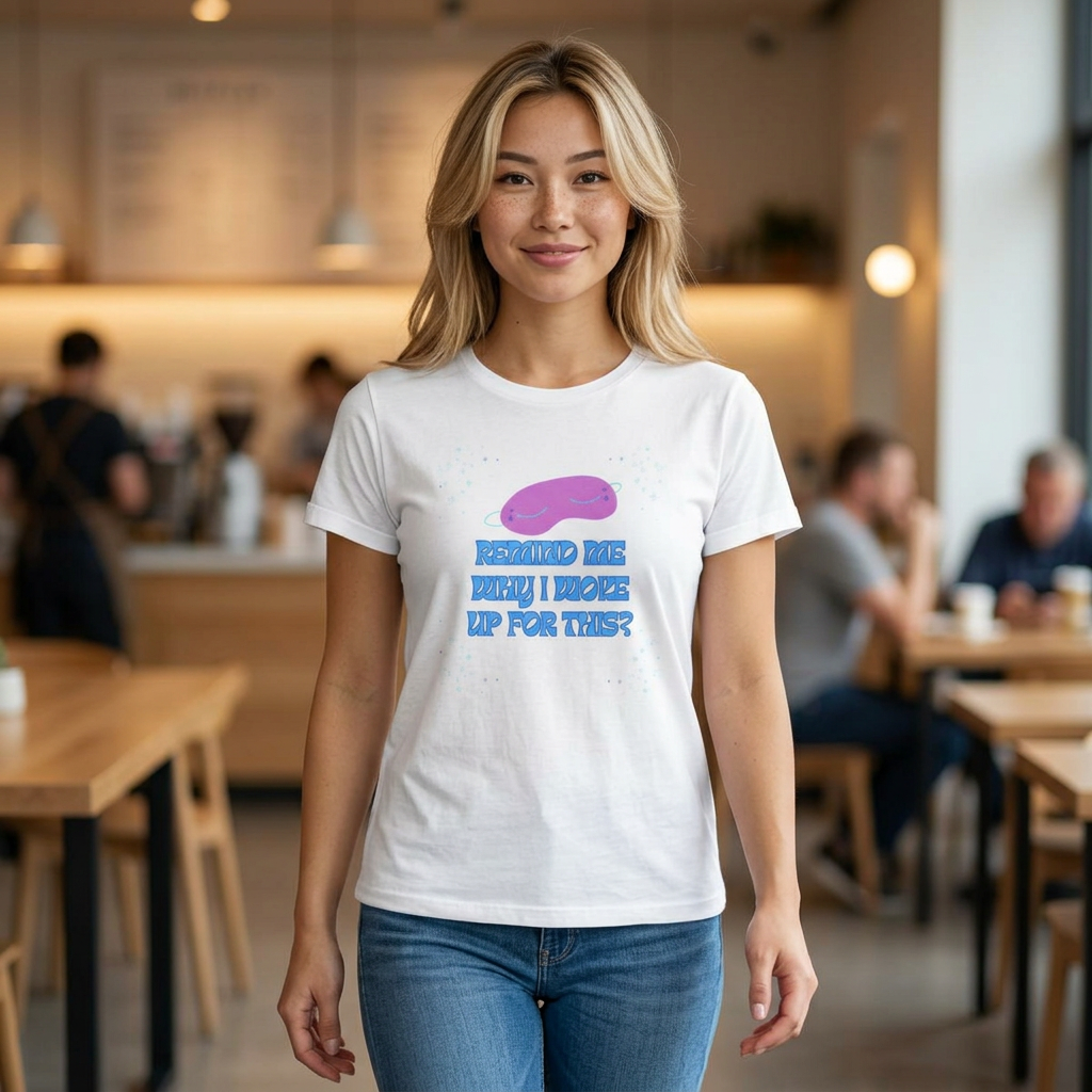 "Woke Up for This" — Classic White Everyday Women's Tee Shirt