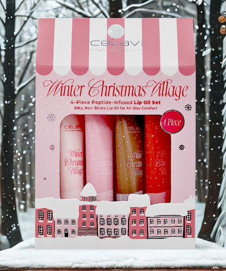 Celavi Winter Christmas Village Lip Oil Set