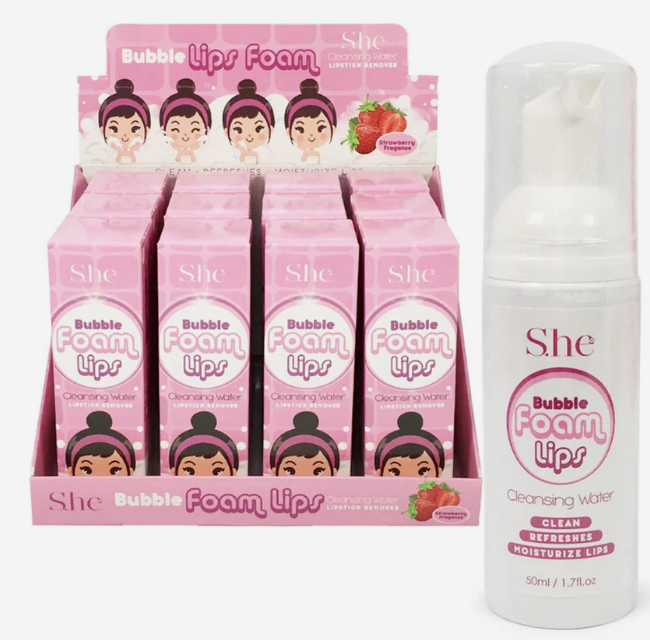 SHE Bubble Foam Lips Cleansing Water-Strawberry Scented