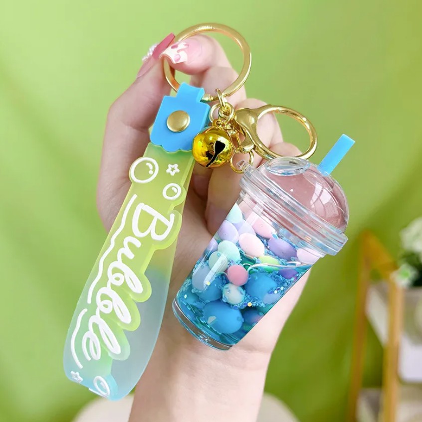 Bubble Tea Cup Keychains with Balm Set