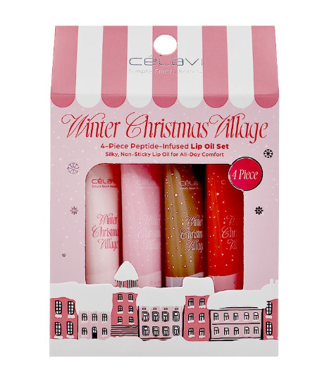 Celavi Winter Christmas Village Lip Oil Set