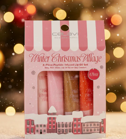 Celavi Winter Christmas Village Lip Oil Set