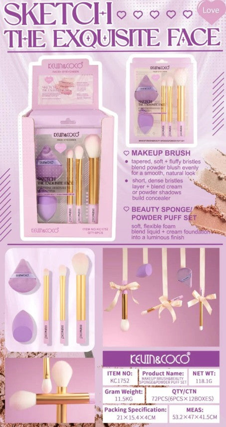 Kevin & Coco Phantom Violet Light Flow Makeup Brush Set