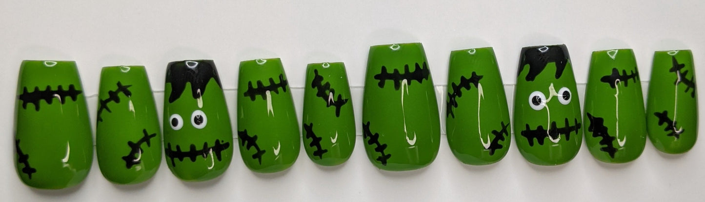 FrankenScare Nail Design - Halloween Edition