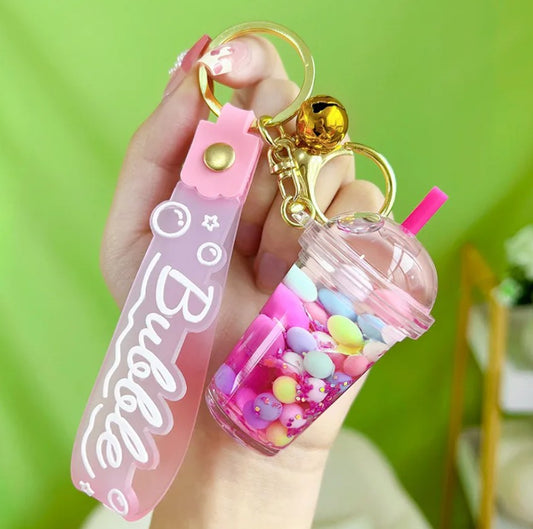 Bubble Tea Cup Keychains with Balm Set