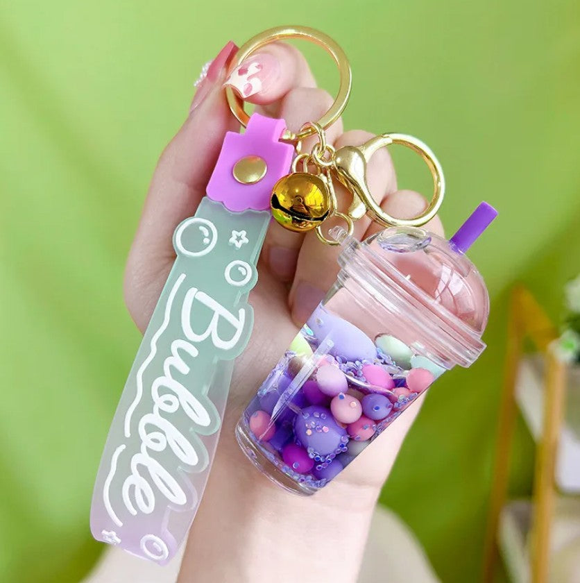 Bubble Tea Cup Keychains with Balm Set