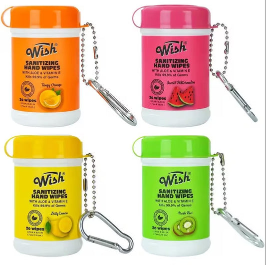 Wish Sanitizing Hand Wipes with Carabiner