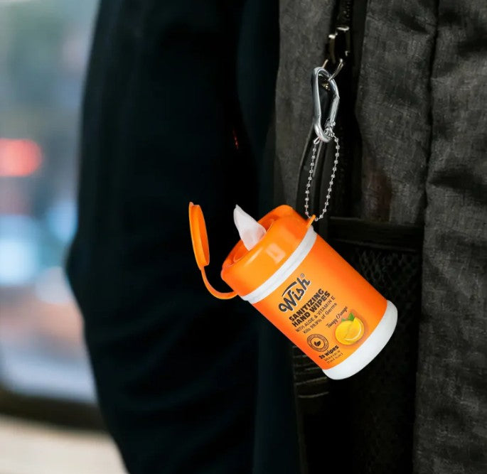 Wish Sanitizing Hand Wipes with Carabiner