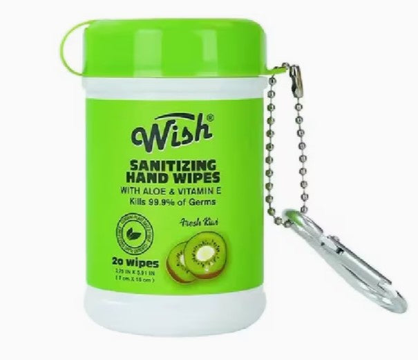 Wish Sanitizing Hand Wipes with Carabiner