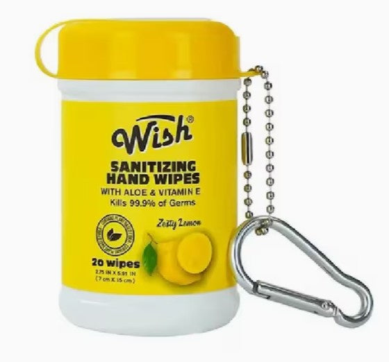 Wish Sanitizing Hand Wipes with Carabiner