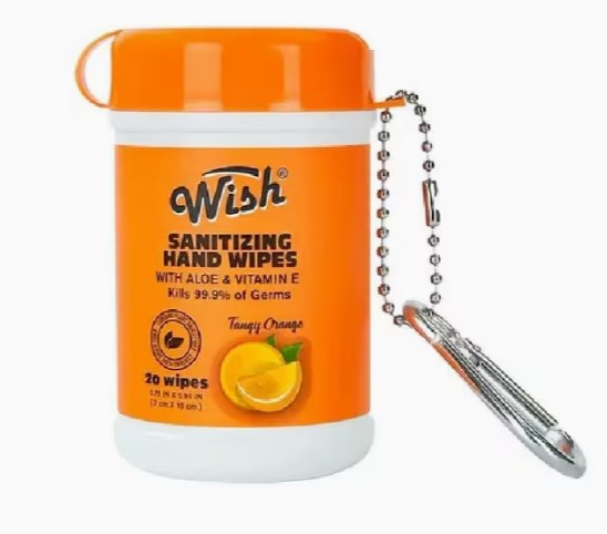 Wish Sanitizing Hand Wipes with Carabiner