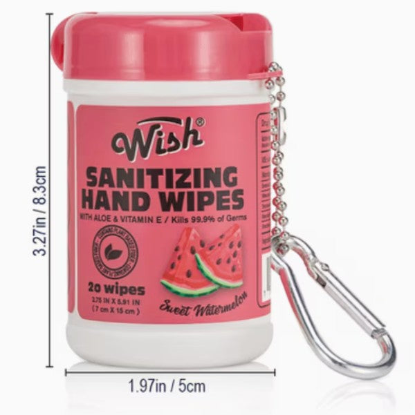 Wish Sanitizing Hand Wipes with Carabiner