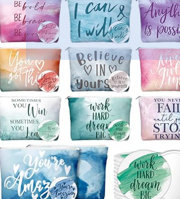 Inspirational Cosmetic bag with mirror set